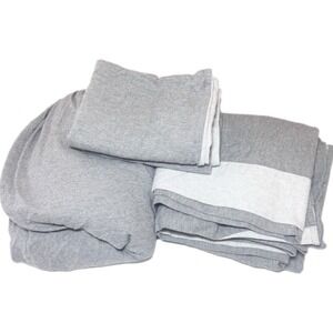 RiLEY Home QUEEN Cotton Flannel Sheet Set Gray Reversible Made In Portugal